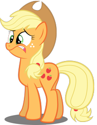 Size: 2145x2753 | Tagged: safe, artist:spellboundcanvas, applejack, earth pony, pony, frightened, simple background, solo, transparent background, vector