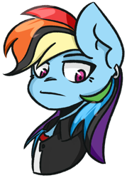 Size: 1024x1427 | Tagged: safe, artist:pointdelta, derpibooru import, rainbow dash, pegasus, pony, bust, female, mare, simple background, solo