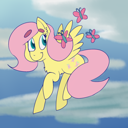 Size: 1024x1024 | Tagged: safe, artist:spurrinkles, fluttershy, pegasus, pony, female, mare, pink mane, solo, yellow coat