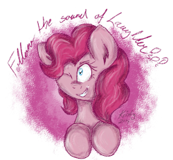 Size: 729x675 | Tagged: safe, artist:kristysk, pinkie pie, earth pony, pony, female, mare, pink coat, pink mane, simple background, solo, transparent background