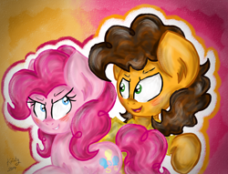 Size: 956x730 | Tagged: safe, artist:kristysk, cheese sandwich, pinkie pie, earth pony, pony, duo, female, male, mare, stallion