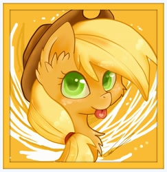 Size: 1614x1662 | Tagged: safe, artist:teranen, applejack, earth pony, pony, :p, colored pupils, solo, tongue out