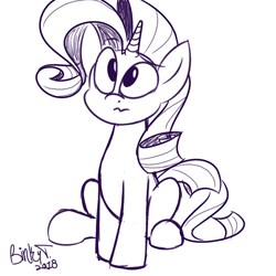 Size: 2000x2000 | Tagged: safe, artist:binkyt11, derpibooru exclusive, part of a set, rarity, pony, unicorn, female, impossibly large mane, mare, monochrome, simple background, solo, white background