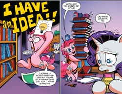Size: 1229x943 | Tagged: safe, artist:andypriceart, idw, pinkie pie, rarity, earth pony, pony, unicorn, spoiler:comic, spoiler:comic42, antacids, comic, duo, female, mare, official comic, speech bubble