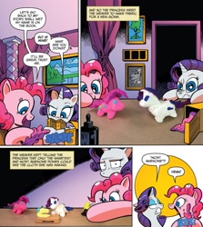 Size: 1223x1370 | Tagged: safe, artist:andypriceart, idw, pinkie pie, rarity, earth pony, pony, unicorn, spoiler:comic, spoiler:comic42, clay, comic, duo, female, mare, official comic, speech bubble