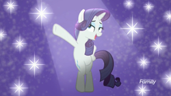 Size: 1640x923 | Tagged: safe, screencap, rarity, pony, unicorn, fake it 'til you make it, bipedal, showpony, solo