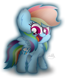 Size: 1120x1348 | Tagged: safe, artist:bubbly-storm, derpibooru import, rainbow dash, pegasus, pony, chest fluff, chibi, cute, dashabetes, ear fluff, female, fluffy, heart eyes, leg fluff, mare, open mouth, simple background, solo, speedpaint available, transparent background, wingding eyes