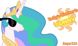 Size: 1933x1140 | Tagged: safe, artist:roger334, princess celestia, alicorn, pony, cute, female, mare, simple background, solo, sunglasses, tongue out, transparent background, vector