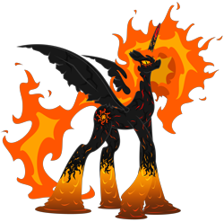 Size: 4728x4664 | Tagged: safe, artist:astralmelodia, nightmare star, princess celestia, alicorn, pony, absurd resolution, female, lava, mane of fire, mare, simple background, solo, transparent background, vector