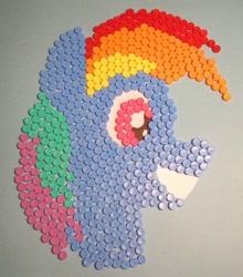 Size: 1024x1166 | Tagged: safe, artist:malte279, derpibooru import, rainbow dash, pegasus, pony, craft, diabetes, mosaic, plastic, wip