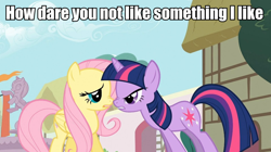 Size: 960x539 | Tagged: safe, derpibooru import, fluttershy, twilight sparkle, pegasus, pony, angry, image macro, meme