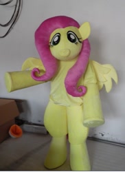 Size: 407x560 | Tagged: safe, fluttershy, fursuit, hug, irl, photo, ponysuit