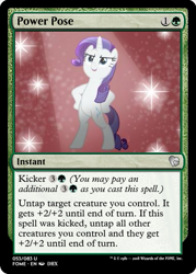 Size: 375x523 | Tagged: safe, rarity, pony, unicorn, fake it 'til you make it, bipedal, magic the gathering, pose, spotlight, trading card, trading card edit