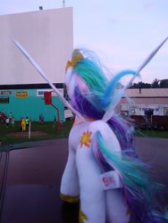 Size: 3120x4160 | Tagged: safe, princess celestia, human, car, drive-in theatre, irl, irl human, photo, plushie, theater, toy