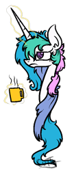 Size: 359x832 | Tagged: safe, artist:cuttycommando, princess celestia, alicorn, pony, female, grumpy, magic, mare, messy mane, mug, simple background, solo, telekinesis, transparent background