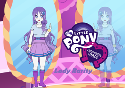 Size: 1200x850 | Tagged: safe, artist:galaxylife567, rarity, equestria girls, alternate hairstyle, belt, blushing, boots, bracelet, clothes, cute, duality, female, jewelry, kisekae, mirror, open mouth, pony coloring, shoes, skirt, socks, solo