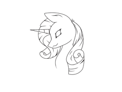 Size: 2048x1536 | Tagged: safe, artist:fvresym, rarity, pony, unicorn, bust, eyes closed, female, lineart, mare, simple background, solo, transparent background