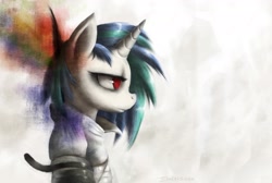 Size: 1900x1280 | Tagged: safe, artist:swaetshrit, derpibooru import, dj pon-3, vinyl scratch, pony, unicorn, alternate eye color, jonsi, parody, red eyes, solo, wallpaper