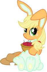 Size: 4000x6106 | Tagged: safe, artist:psaga90, applejack, earth pony, pony, rabbit, bunnyjack, cute, jackabetes, simple background, solo, transparent background, vector