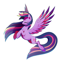 Size: 2730x2740 | Tagged: safe, artist:trippinmars, derpibooru import, twilight sparkle, twilight sparkle (alicorn), alicorn, pony, twilight's kingdom, cyan light, eyes closed, female, mare, rainbow power, simple background, solo, spread wings, transparent background, wings