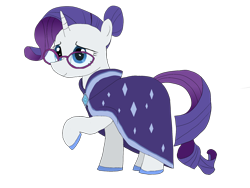 Size: 2000x1500 | Tagged: safe, artist:elermita800, rarity, pony, unicorn, alternate costumes, alternate hairstyle, alternate universe, cape, clothes, female, glasses, mare, robe, simple background, solo, sunburst's robe, transparent background