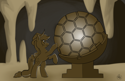 Size: 1280x837 | Tagged: safe, artist:notenoughapples, applejack, earth pony, pony, crossover, monochrome, runescape, solo, stone of jas