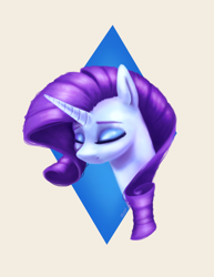 Size: 900x1163 | Tagged: safe, artist:eternalsubscriber, rarity, pony, unicorn, bust, eyes closed, solo