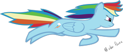 Size: 2000x845 | Tagged: safe, artist:kalleflaxx, derpibooru import, rainbow dash, pegasus, pony, female, flying, folded wings, mare, serious, simple background, solo, transparent background, wings