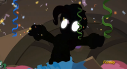 Size: 2457x1345 | Tagged: safe, screencap, pinkie pie, earth pony, ghost pony, pony, a hearth's warming tail, avatar state, discovery family logo, glowing eyes, silhouette, spirit of hearth's warming presents