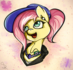 Size: 1500x1436 | Tagged: safe, artist:skrayp, fluttershy, pegasus, pony, digital art, ear piercing, piercing, solo