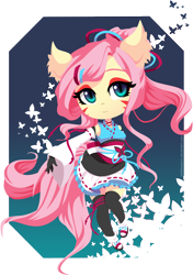 Size: 1500x2127 | Tagged: safe, artist:oathkeeper21, fluttershy, anthro, fox, clothes, kitsune, lolita fashion, lolitashy, solo, wa-loli