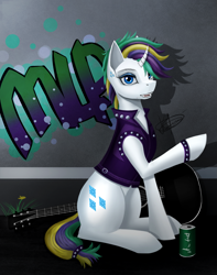 Size: 1829x2322 | Tagged: safe, artist:dezdark, rarity, pony, unicorn, it isn't the mane thing about you, alternate hairstyle, female, looking at you, mare, punk, raripunk, smiling