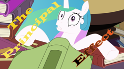 Size: 4000x2240 | Tagged: safe, artist:alkarasu, princess celestia, alicorn, pony, fanfic, fanfic art, scared, solo, title