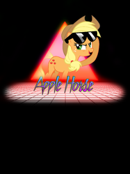 Size: 687x919 | Tagged: safe, artist:rapidbeta, applejack, earth pony, pony, 80s, applehorse, digital art, poster, solo, vector