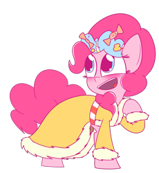Size: 2961x3225 | Tagged: safe, artist:mr-degration, pinkie pie, earth pony, pony, a hearth's warming tail, clothes, dress, open mouth, simple background, solo, spirit of hearth's warming presents, transparent background