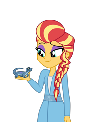 Size: 6000x7007 | Tagged: safe, artist:emeraldblast63, ray, sunset shimmer, equestria girls, bruni, elsa, frozen (movie), simple background, transparent background