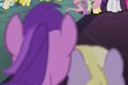 Size: 385x257 | Tagged: safe, screencap, amethyst star, dinky hooves, fluttershy, pinkie pie, rarity, sparkler, spike, dragon, earth pony, pegasus, pony, unicorn, a hearth's warming tail, cropped, ponies standing next to each other, sisters