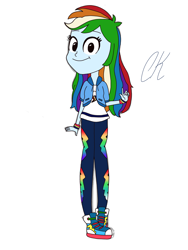 Size: 2250x3000 | Tagged: safe, artist:crispykreme, derpibooru import, rainbow dash, equestria girls, cartoon, converse, cute, dashabetes, looking at you, shoes, sneakers, solo, standing