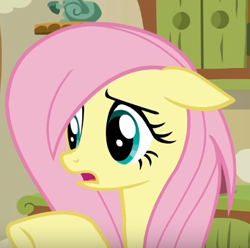 Size: 371x368 | Tagged: safe, screencap, fluttershy, pegasus, pony, flutter brutter, messy mane, solo