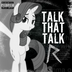 Size: 800x800 | Tagged: safe, artist:jhayarr23, artist:penguinsn1fan, rarity, pony, unicorn, bipedal, cover, parody, rihanna, solo