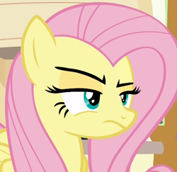 Size: 485x471 | Tagged: safe, screencap, fluttershy, pegasus, pony, flutter brutter, angry, fluttershy is not amused, solo, unamused