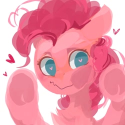 Size: 650x650 | Tagged: safe, artist:小huhu狸君呀, derpibooru import, pinkie pie, earth pony, pony, against glass, bust, cheek squish, chest fluff, cute, diapinkes, female, glass, heart, heart eyes, looking at you, mare, no pupils, portrait, simple background, solo, squishy cheeks, white background, wingding eyes