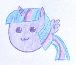 Size: 600x512 | Tagged: safe, artist:nishi199, derpibooru import, twilight sparkle, twilight sparkle (alicorn), alicorn, pony, :3, chubbie, female, mare, solo, traditional art