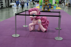 Size: 800x533 | Tagged: safe, pinkie pie, barrier, bumblebee, freetheponk2016, irl, life size, photo, statue