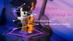 Size: 1920x1080 | Tagged: safe, artist:skycraftdie, artist:wishdream, derpibooru import, edit, octavia melody, earth pony, pony, bow (instrument), cello, cello bow, friedrich nietzsche, musical instrument, quote, vector, wallpaper, wallpaper edit