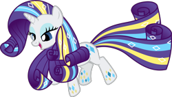 Size: 5278x3000 | Tagged: safe, artist:sollace, rarity, pony, unicorn, twilight's kingdom, .svg available, flying, full body, looking down, open mouth, rainbow power, simple background, solo, transparent background, vector