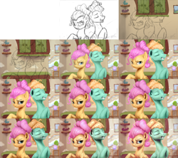 Size: 3600x3200 | Tagged: safe, artist:assasinmonkey, fluttershy, zephyr breeze, pegasus, pony, flutter brutter, alternate hairstyle, brother and sister, eyes closed, female, male, progress, raised hoof, siblings, signature, sketch, wip