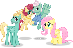 Size: 3165x2093 | Tagged: safe, artist:vector-brony, fluttershy, gentle breeze, posey shy, zephyr breeze, pegasus, pony, flutter brutter, clothes, family, floating, fluttershy's parents, glasses, inkscape, looking at you, necklace, pearl necklace, shys, simple background, the shy family, transparent background, vector