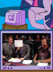 Size: 563x771 | Tagged: safe, derpibooru import, twilight sparkle, 9.99, context is for the weak, exploitable meme, facehoof, jbl, jerry lawler, meme, michael cole, monday night raw, obligatory pony, tv meme, wwe