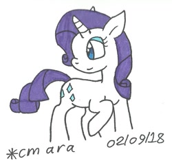 Size: 689x662 | Tagged: safe, artist:cmara, rarity, pony, unicorn, female, horn, mare, purple mane, solo, traditional art, white coat